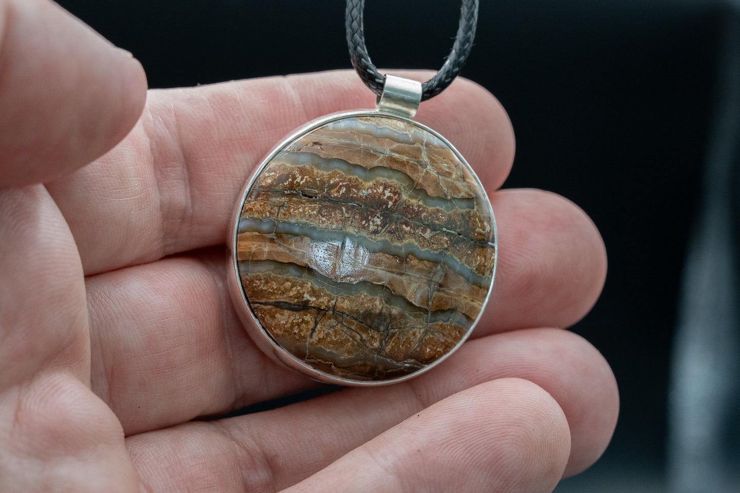 Mammoth Tooth Fossil Pendant Necklace - Statement - Simple Bail - Smooth Bezel