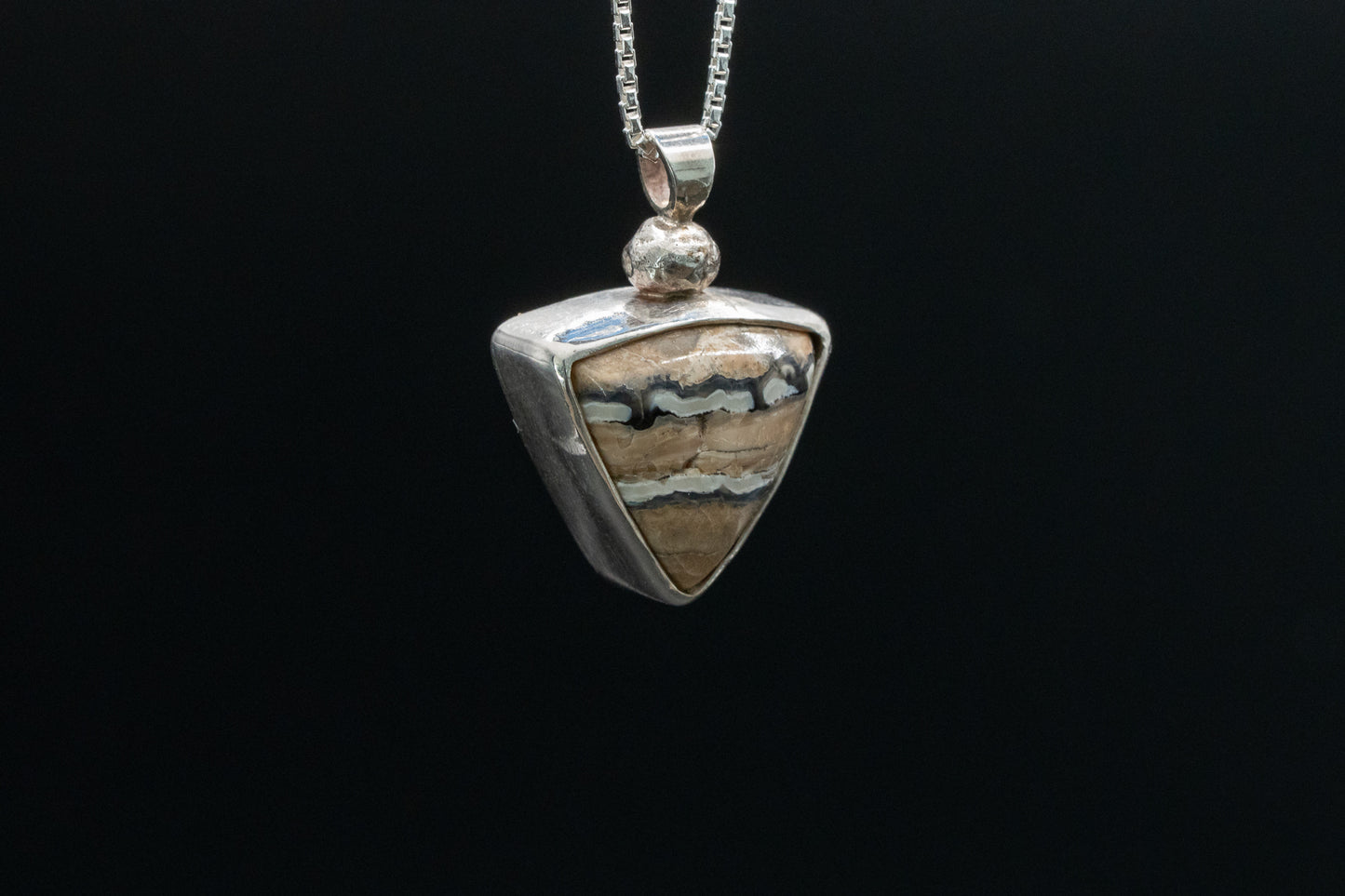 Mammoth Tooth Fossil Pendant Necklace - Trillian Style - Ball Bail - Smooth Bezel