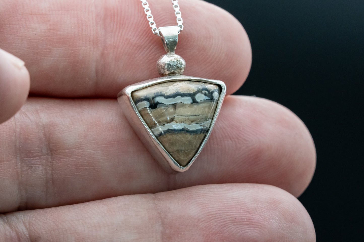 Mammoth Tooth Fossil Pendant Necklace - Trillian Style - Ball Bail - Smooth Bezel