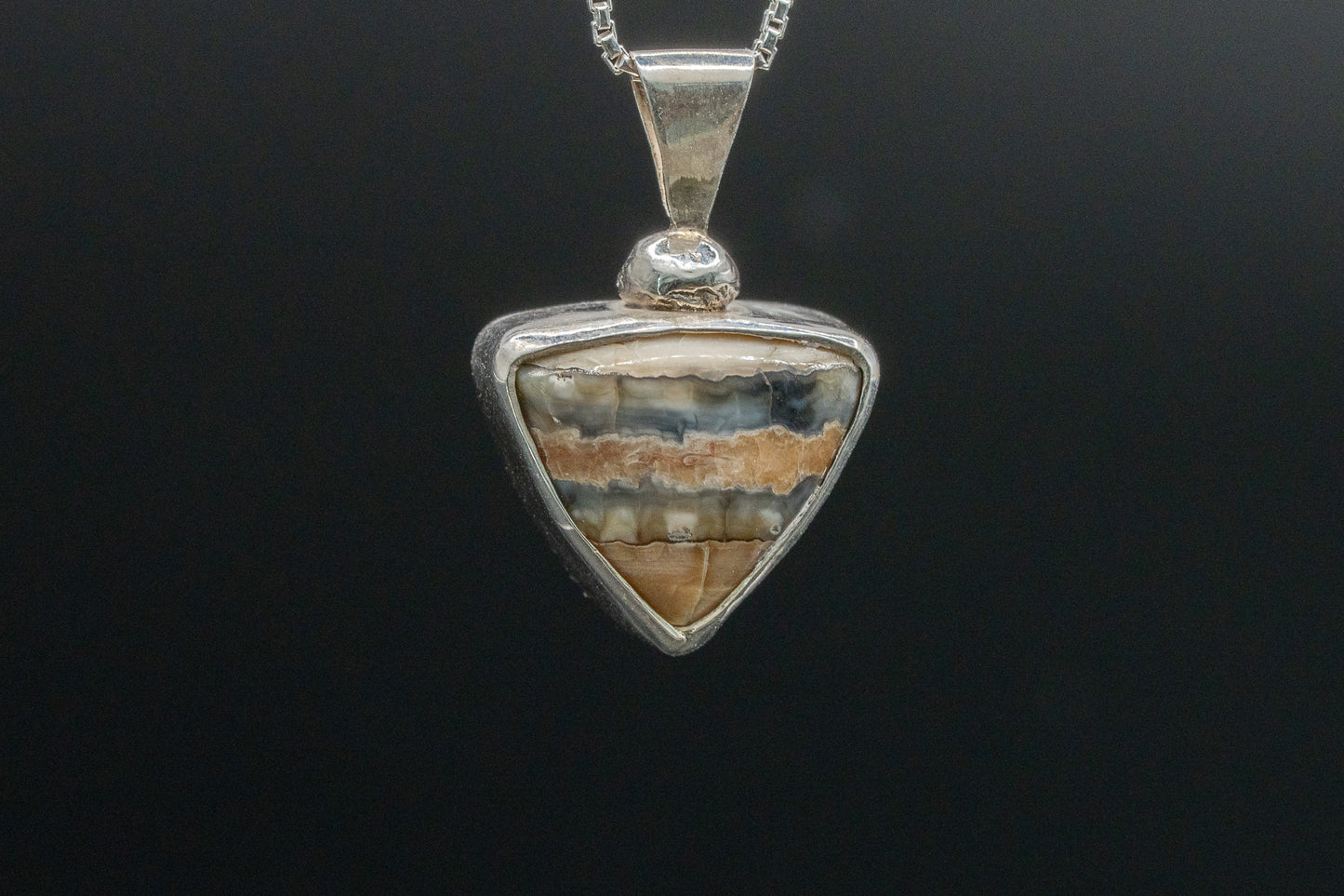 Mammoth Tooth Fossil Pendant Necklace - Trillian Style - Ball Bail - Smooth Bezel