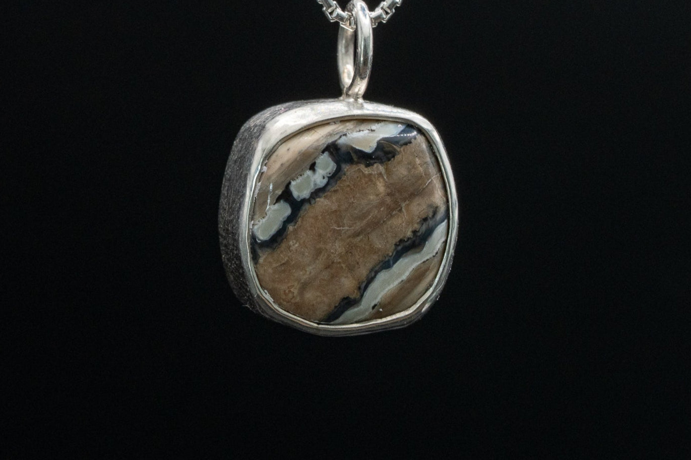 Mammoth Tooth Fossil Pendant Necklace - Organic Cut - Simple Bail - Smooth Bezel