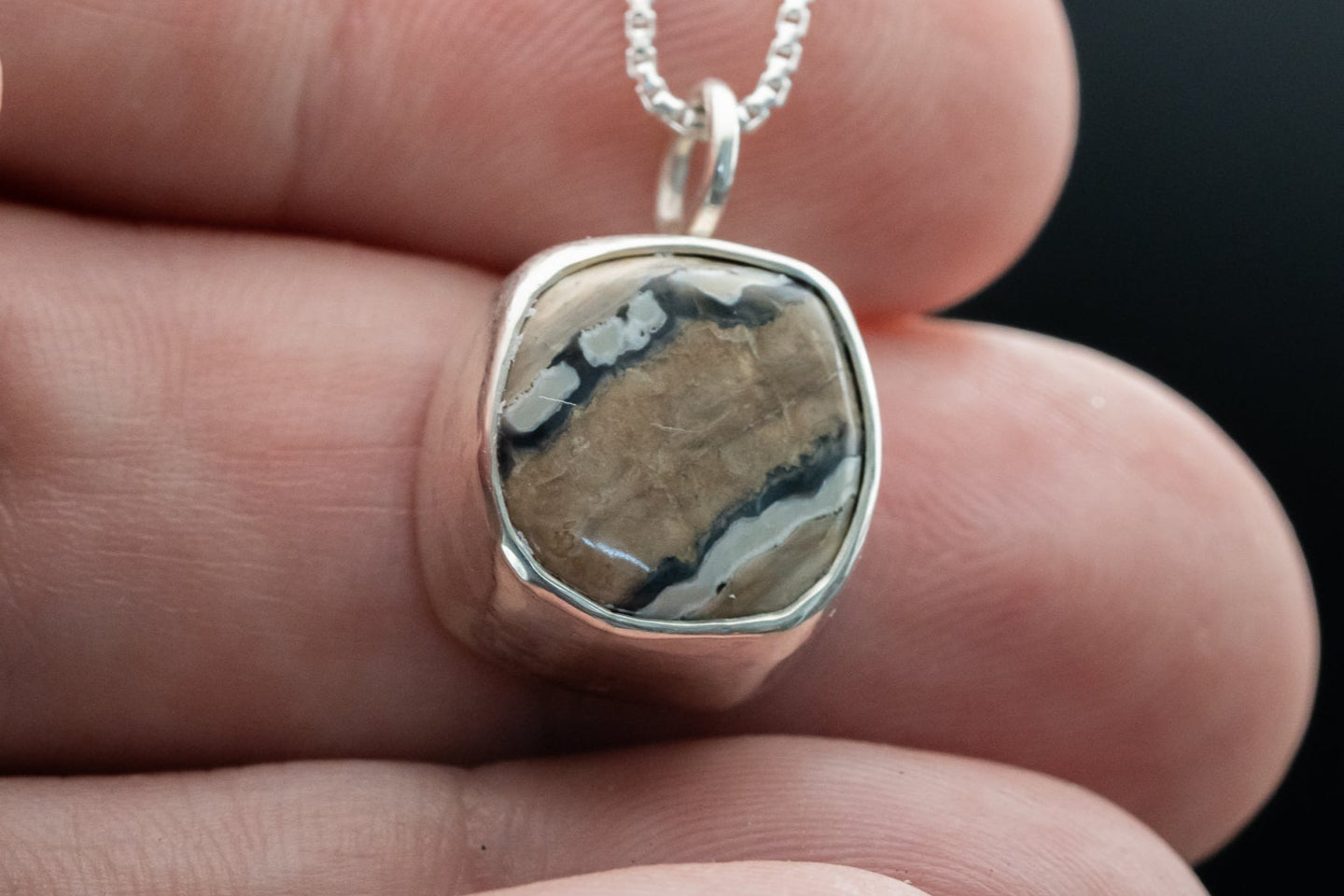 Mammoth Tooth Fossil Pendant Necklace - Organic Cut - Simple Bail - Smooth Bezel
