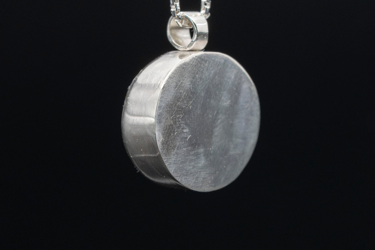 Mammoth Tooth Fossil Pendant Necklace - Round- Ball Bail - Smooth Bezel