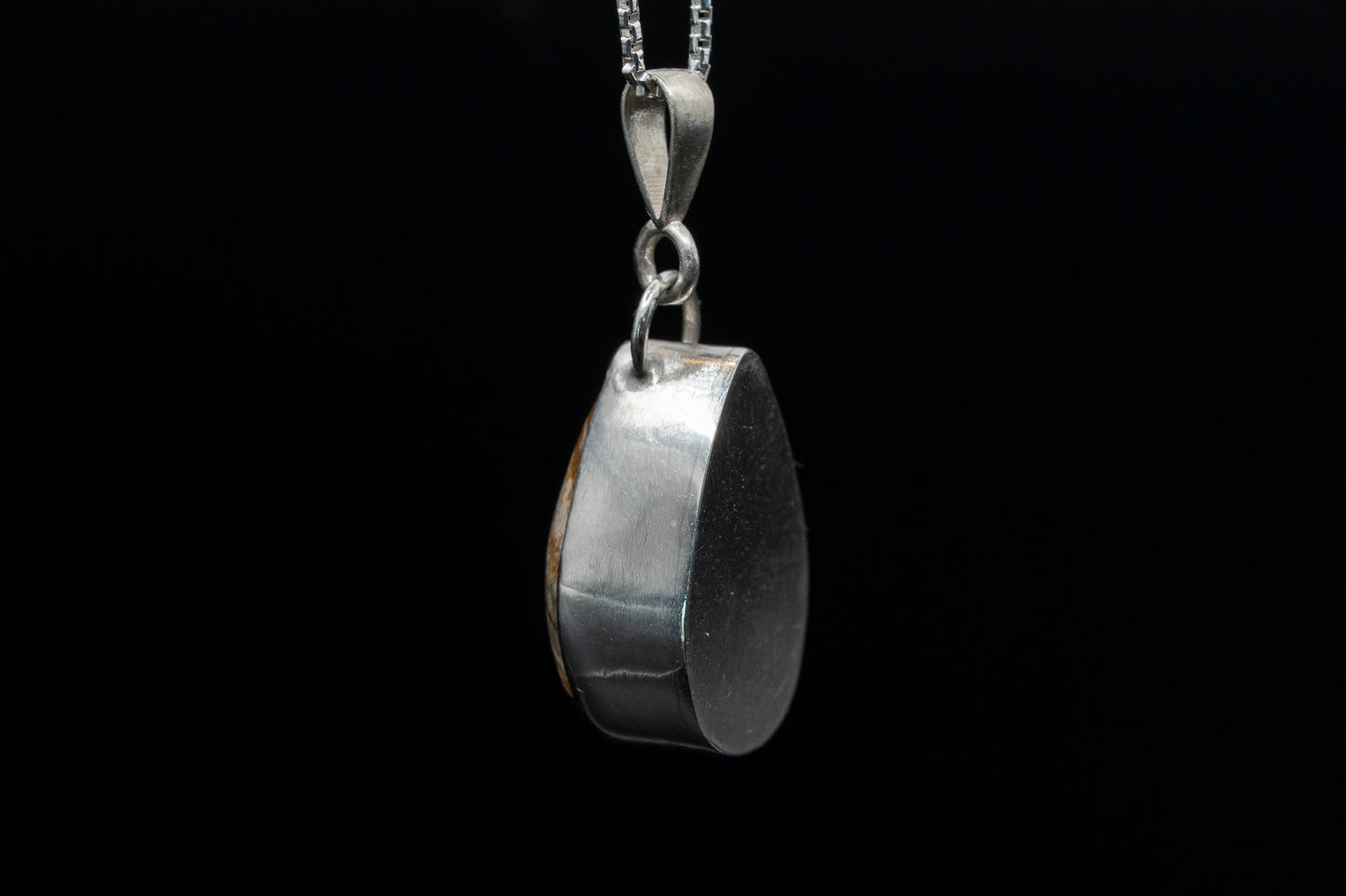 Mammoth Tooth Fossil Pendant Necklace - Teardrop - Hanging Bail- Smooth Bezel