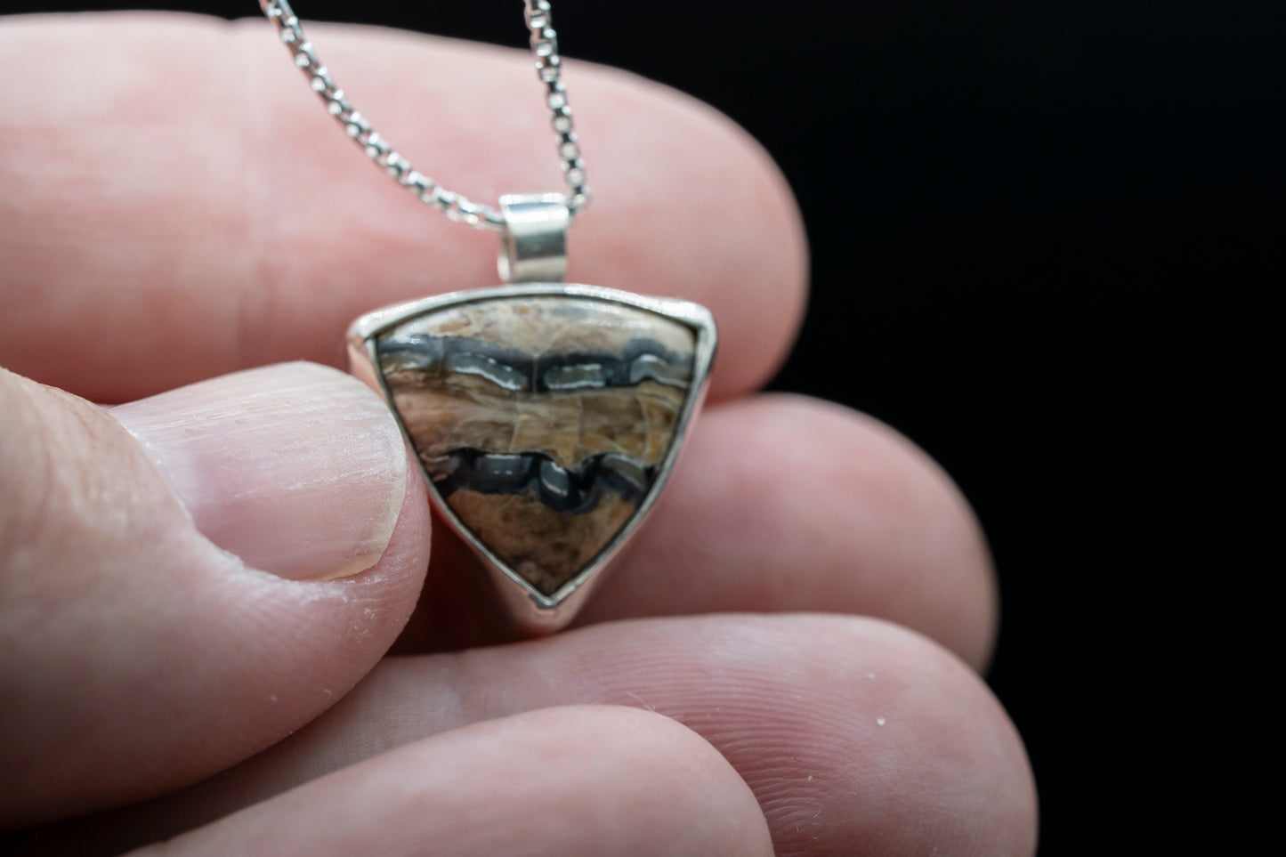 Mammoth Tooth Fossil Pendant Necklace - Trillian Style - Simple Bail - Smooth Bezel