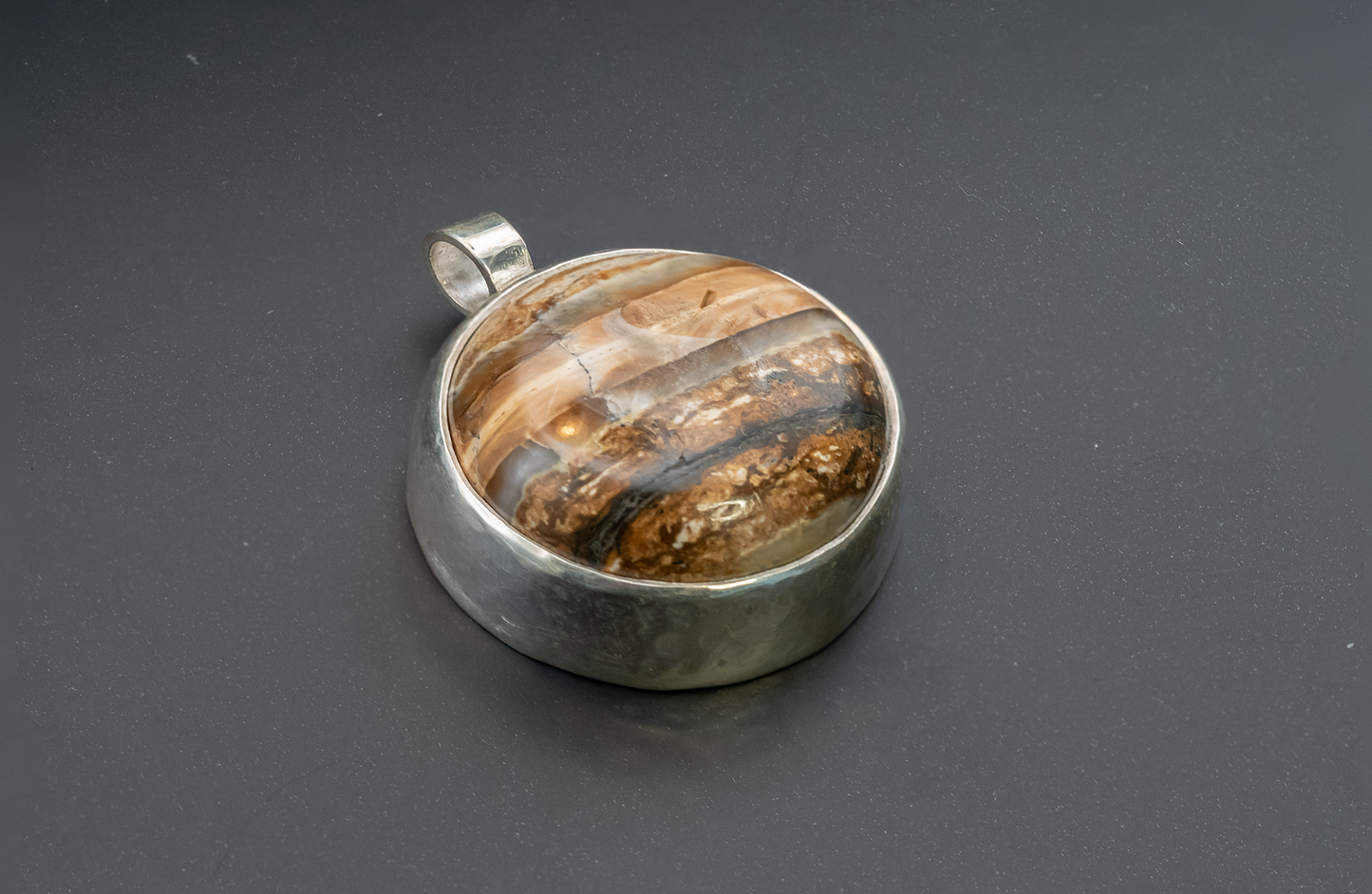 Mammoth Tooth Fossil Silver Pendant Necklace