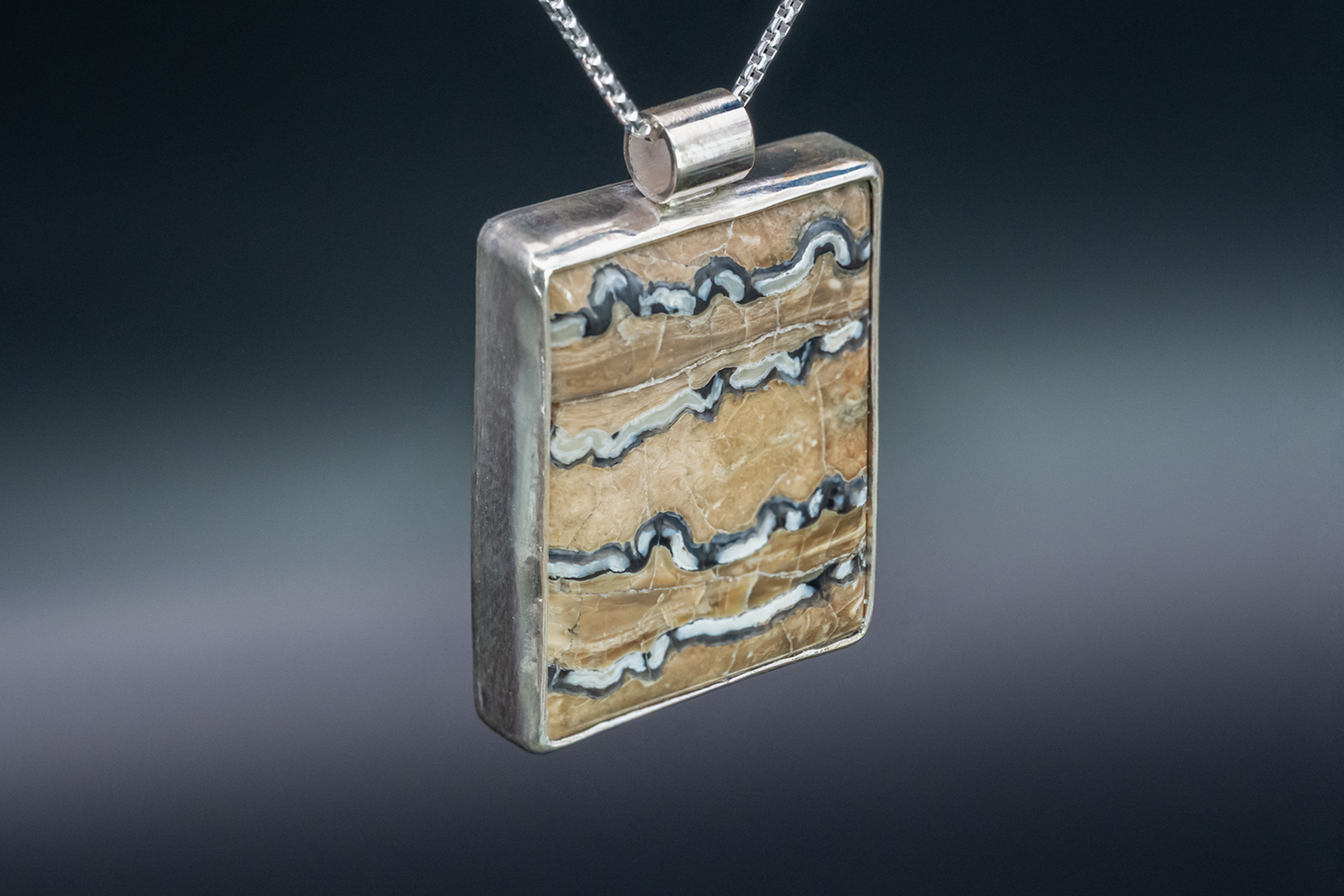 Mammoth Tooth Fossil Silver Pendant Necklace