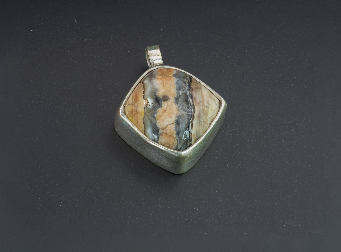 Mammoth Tooth Fossil Silver Pendant Necklace