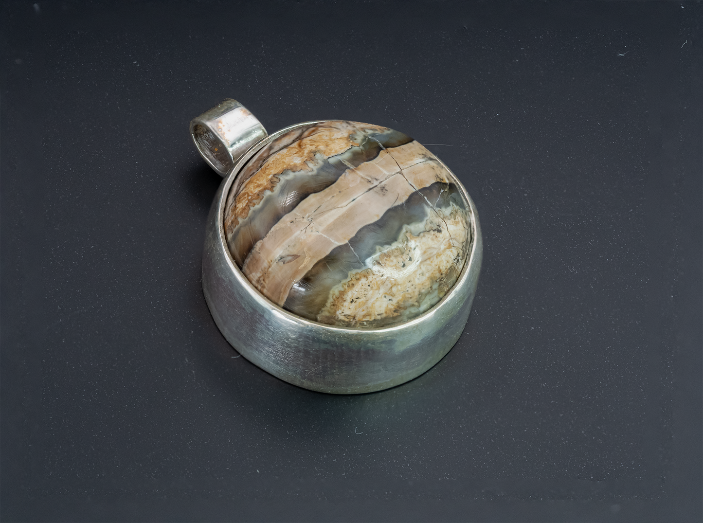 Mammoth Tooth Fossil Silver Pendant Necklace