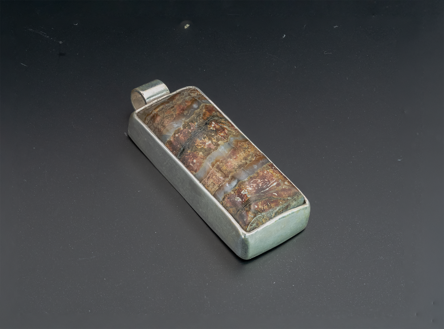 Mammoth Tooth Fossil Silver Pendant Necklace