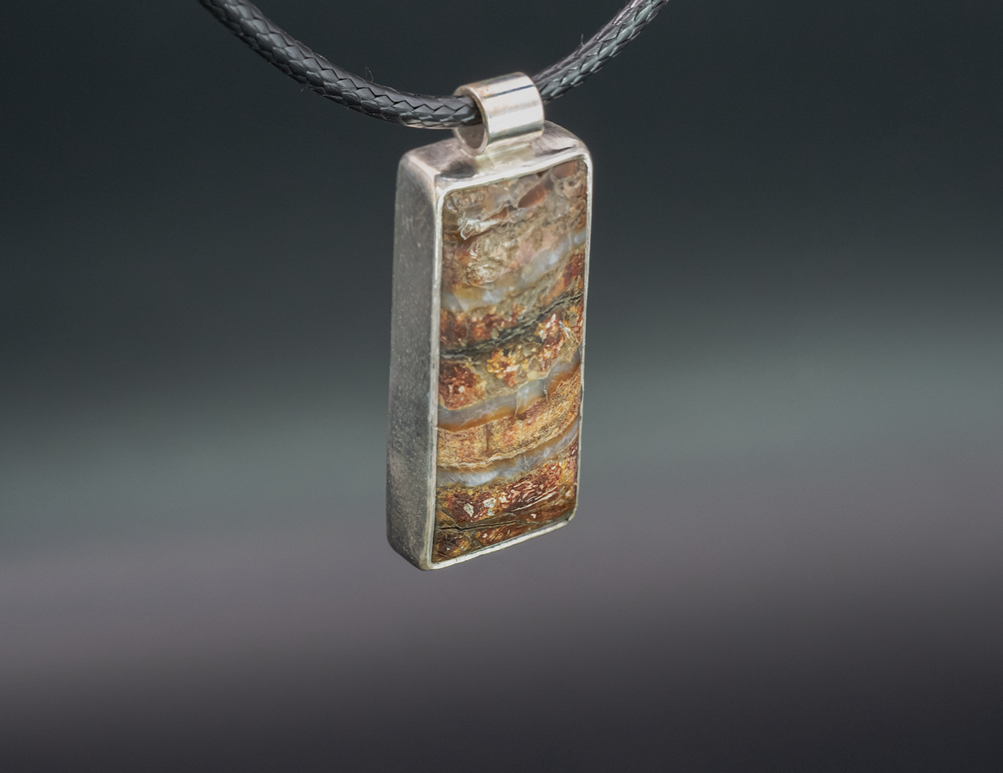 Mammoth Tooth Fossil Silver Pendant Necklace