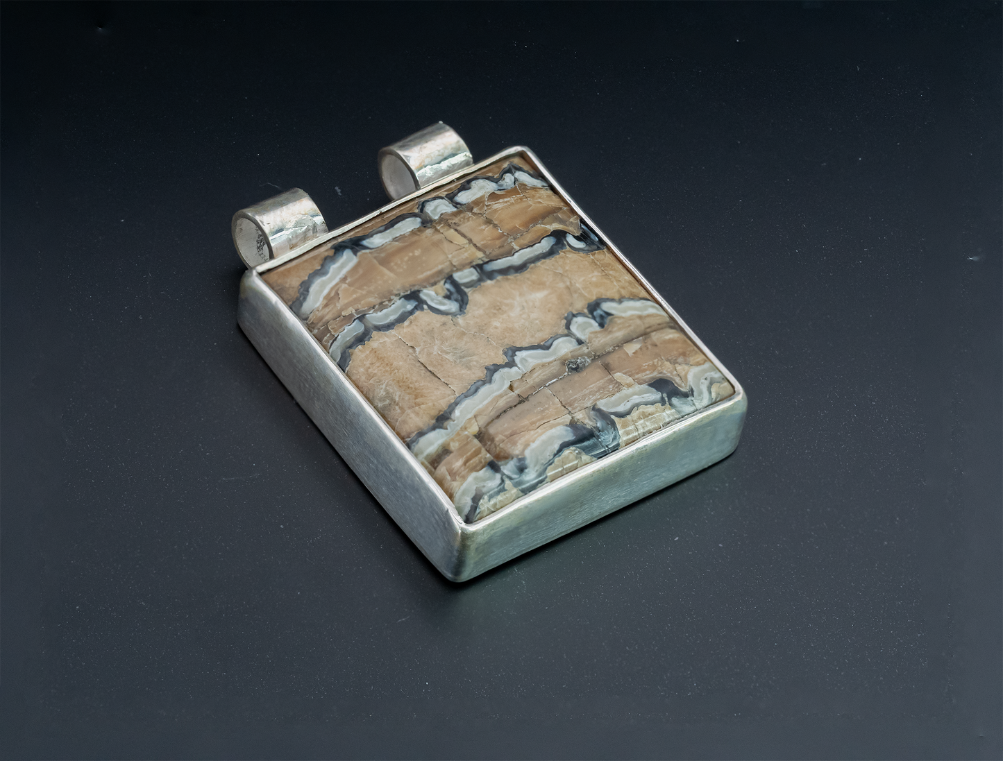 Mammoth Tooth Fossil Silver Pendant Necklace