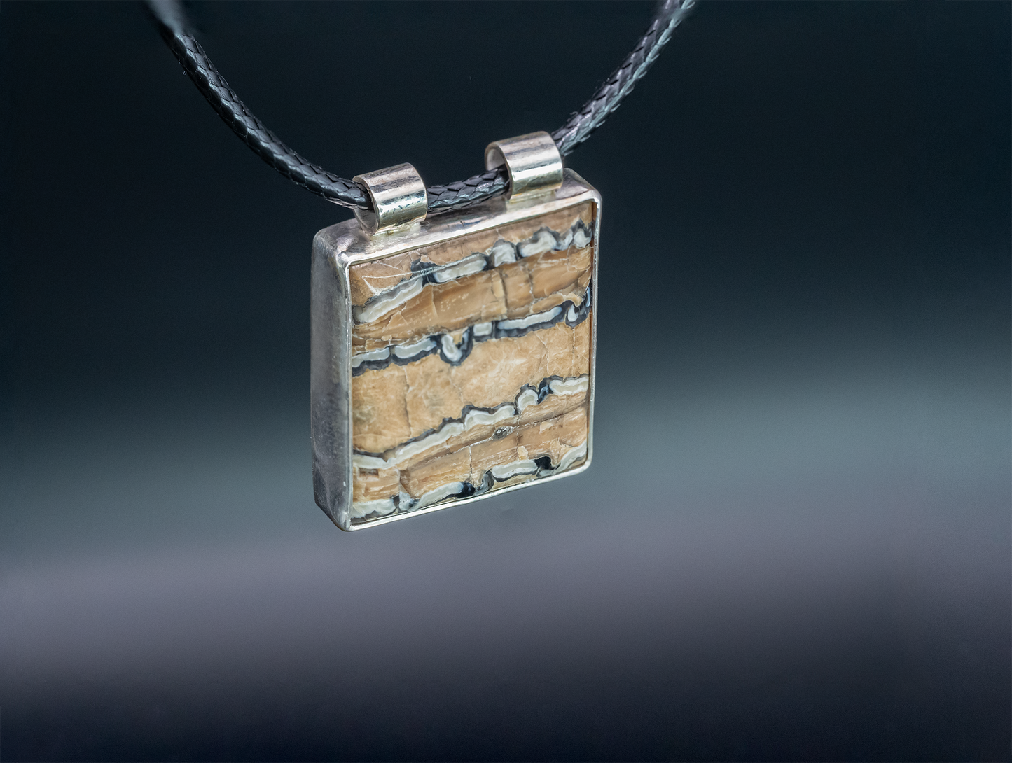 Mammoth Tooth Fossil Silver Pendant Necklace
