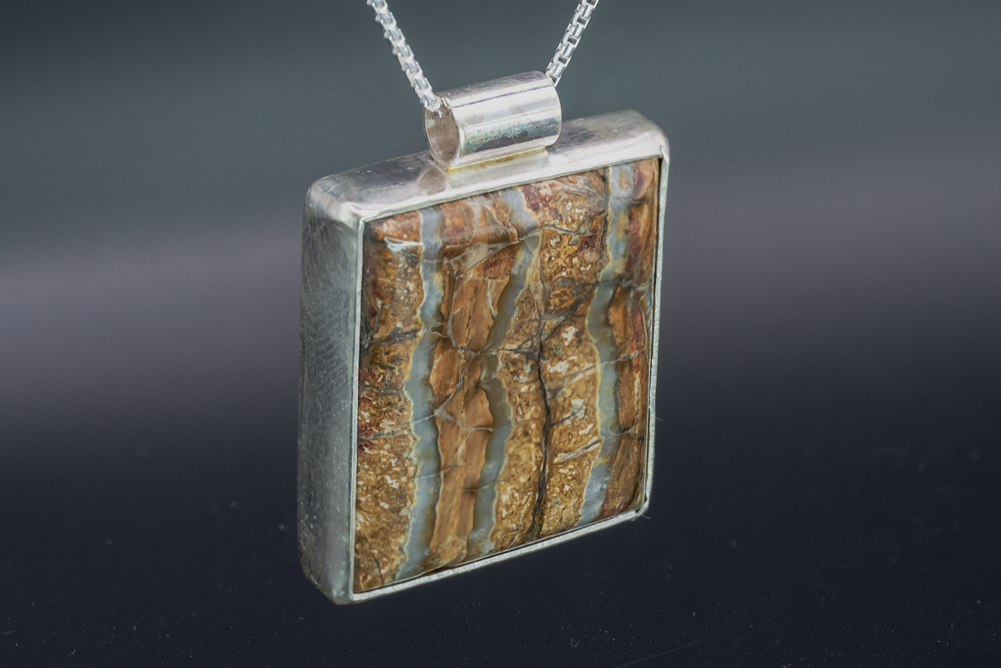 Mammoth Tooth Fossil Silver Pendant Necklace
