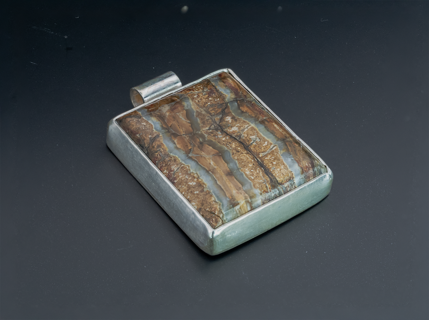 Mammoth Tooth Fossil Silver Pendant Necklace
