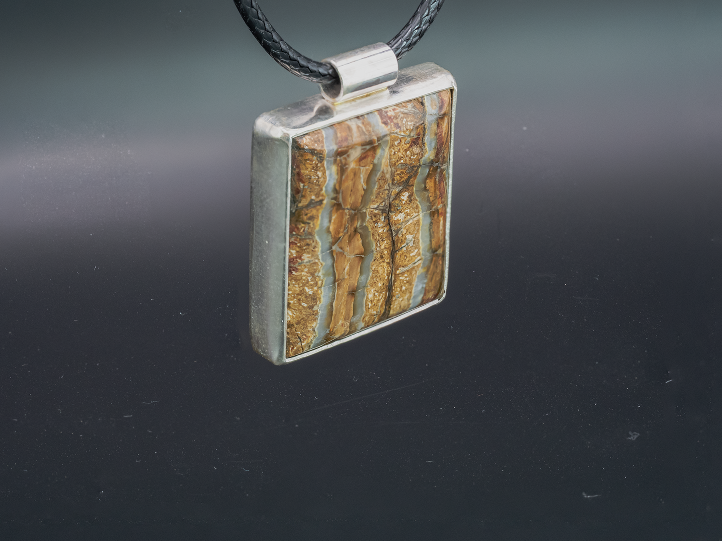 Mammoth Tooth Fossil Silver Pendant Necklace