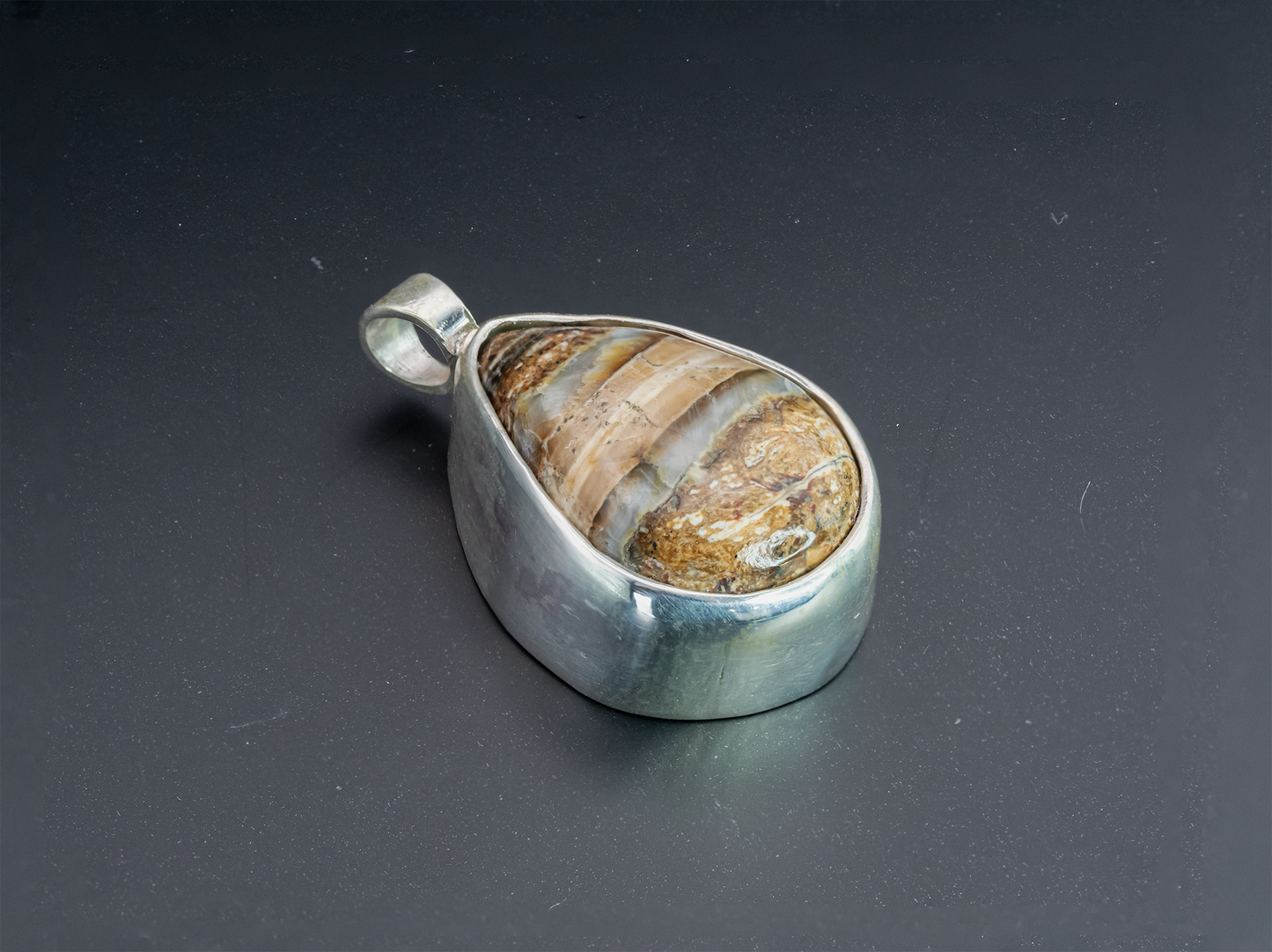 Mammoth Tooth Fossil Silver Pendant Necklace