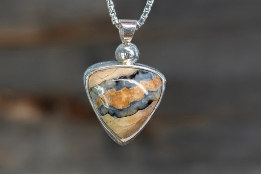 Mammoth Tooth Fossil Silver Pendant Necklace