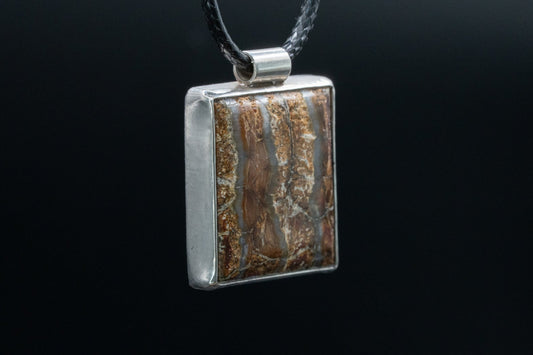 Mammoth Tooth Fossil Pendant Necklace - Statement  - Simple Bail - Smooth Bezel