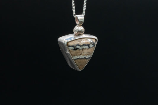Mammoth Tooth Fossil Pendant Necklace - Trillian Style - Ball Bail - Smooth Bezel