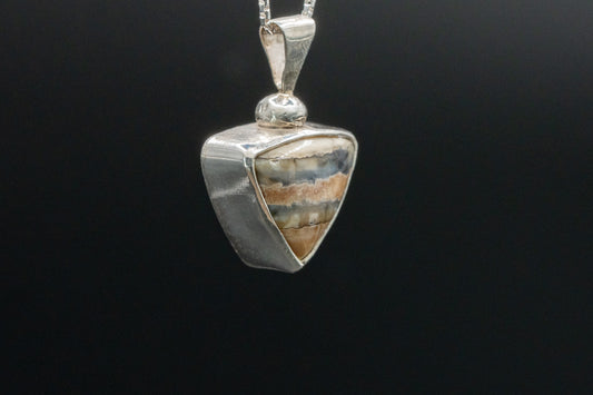 Mammoth Tooth Fossil Pendant Necklace - Trillian Style - Ball Bail - Smooth Bezel
