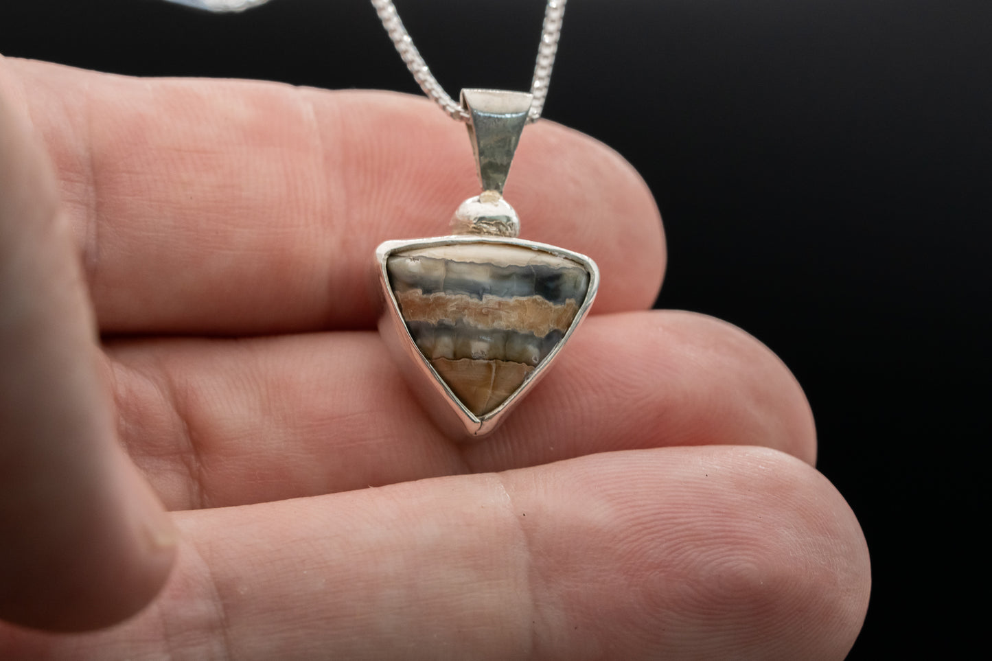 Mammoth Tooth Fossil Pendant Necklace - Trillian Style - Ball Bail - Smooth Bezel