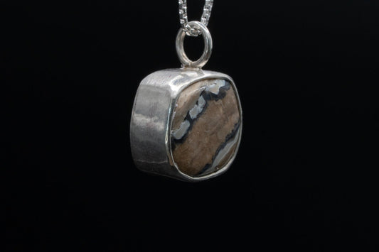 Mammoth Tooth Fossil Pendant Necklace - Organic Cut - Simple Bail - Smooth Bezel