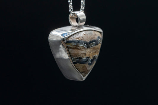 Mammoth Tooth Fossil Pendant Necklace - Trillian Style - Simple Bail - Smooth Bezel