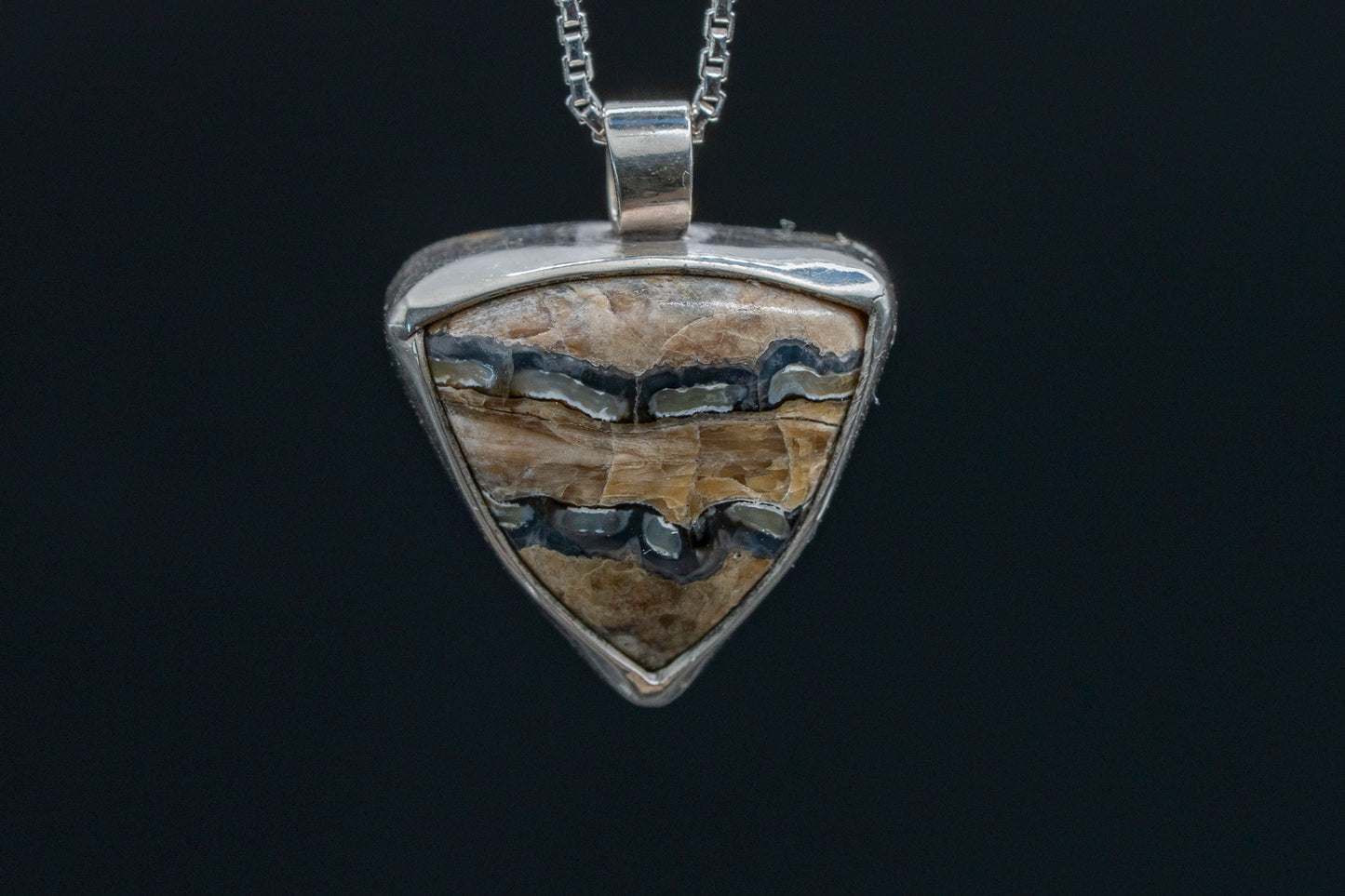 Mammoth Tooth Fossil Pendant Necklace - Trillian Style - Simple Bail - Smooth Bezel