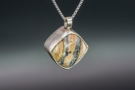 Mammoth Tooth Fossil Silver Pendant Necklace