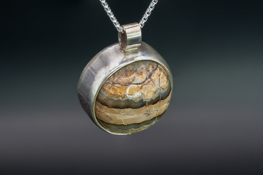 Mammoth Tooth Fossil Silver Pendant Necklace