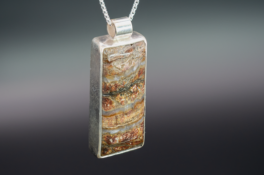 Mammoth Tooth Fossil Silver Pendant Necklace