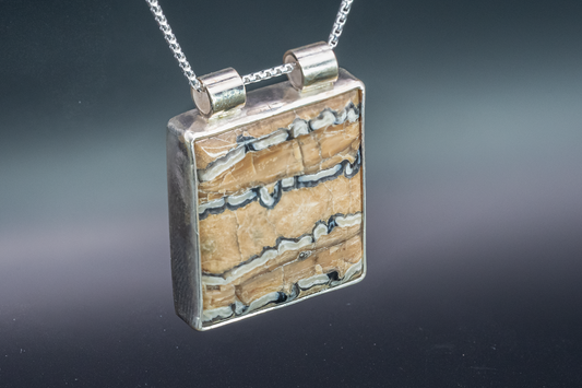 Mammoth Tooth Fossil Silver Pendant Necklace