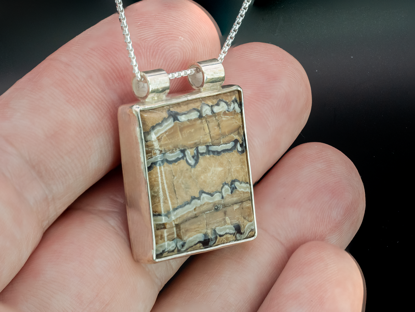Mammoth Tooth Fossil Silver Pendant Necklace