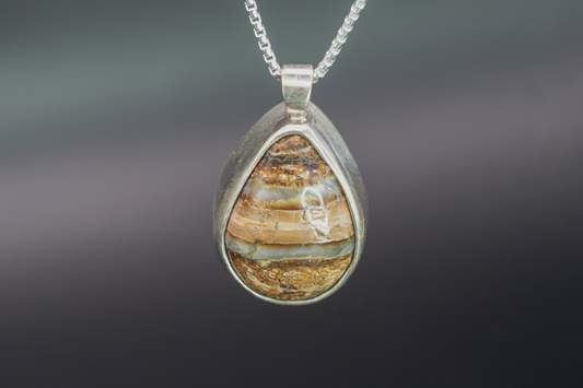 Mammoth Tooth Fossil Silver Pendant Necklace