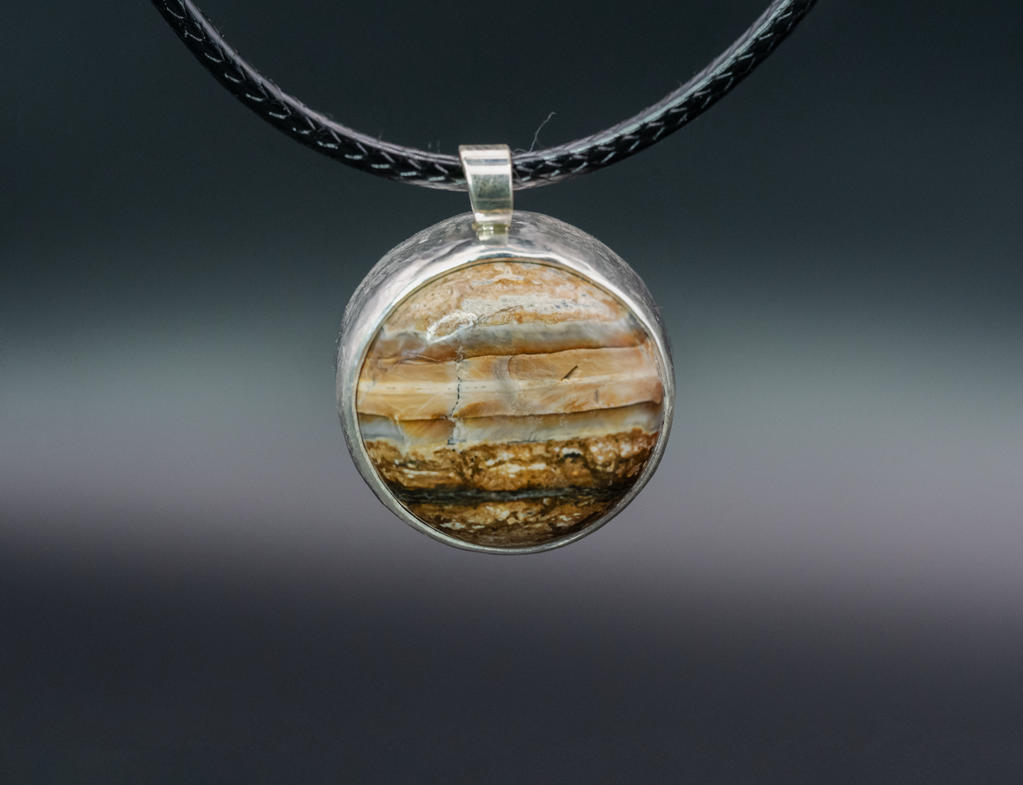 Mammoth Tooth Fossil Silver Pendant Necklace